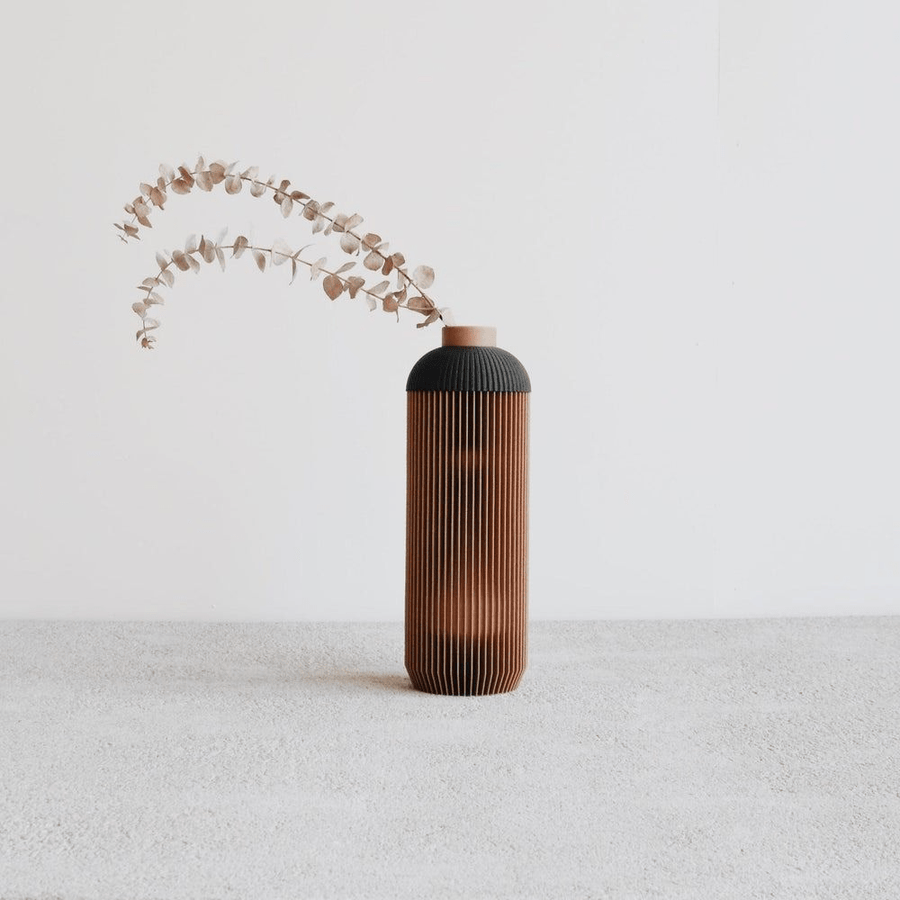 Vase design en bois recyclé onde naturel
