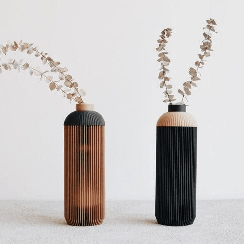 Vase design en bois recyclé onde naturel - minimum design