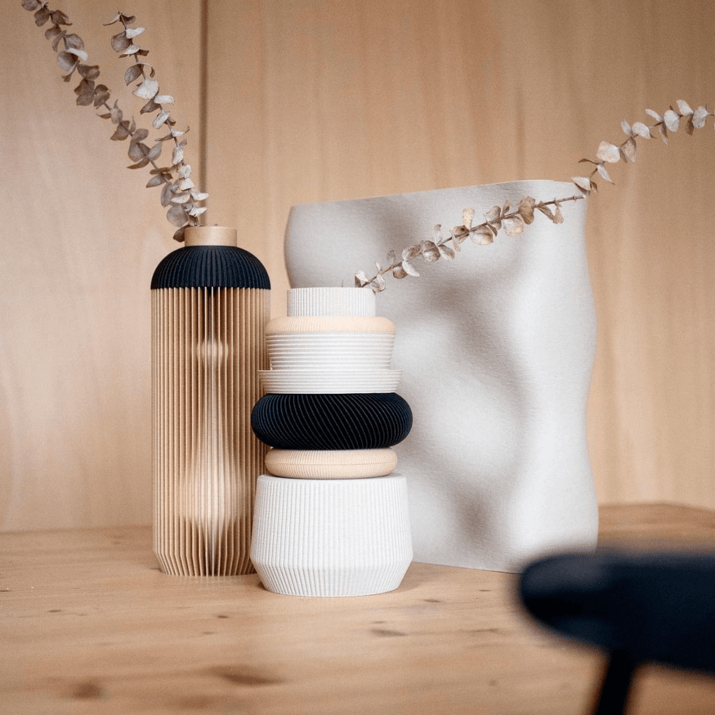 Vase design en bois recyclé onde naturel - minimum design