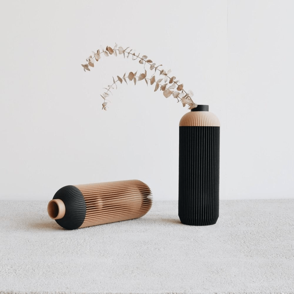Vase design en bois recyclé onde naturel - minimum design