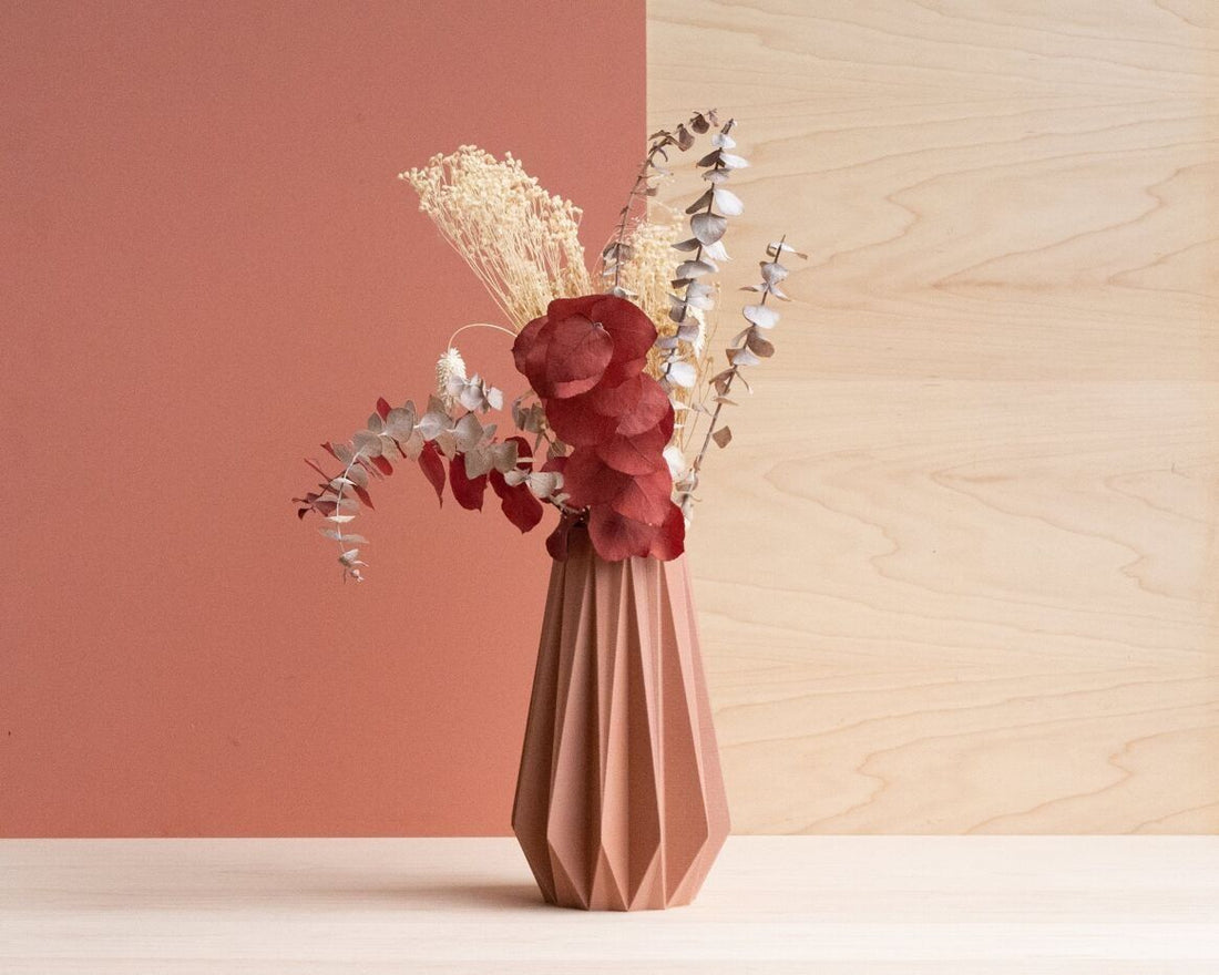 VASE DESIGN EN BOIS RECYCLÉ ORIGAMI TERRE CUITE - Minimum Design - Lili Margaret