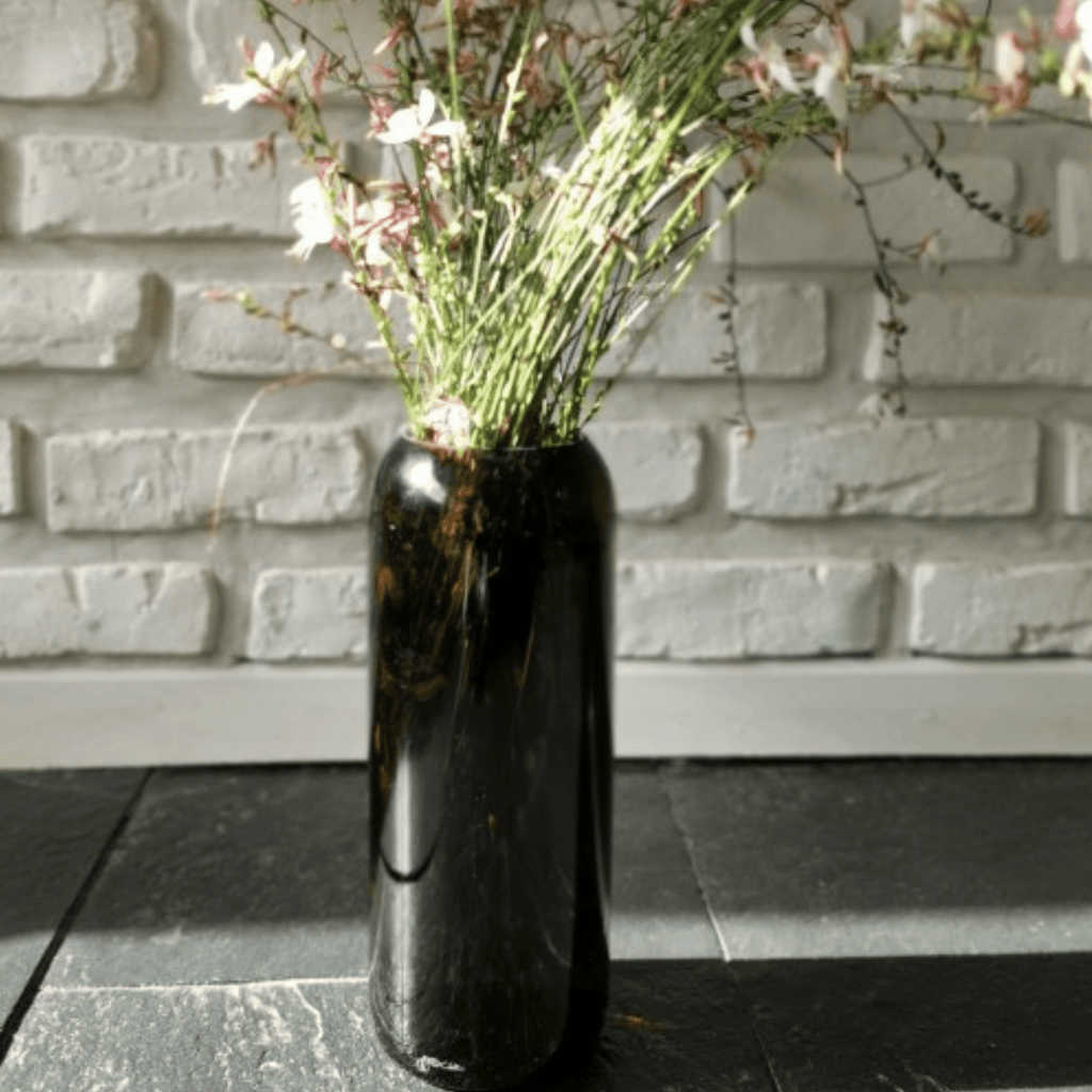 Grand vase verre recyclé brun - plates & culotées
