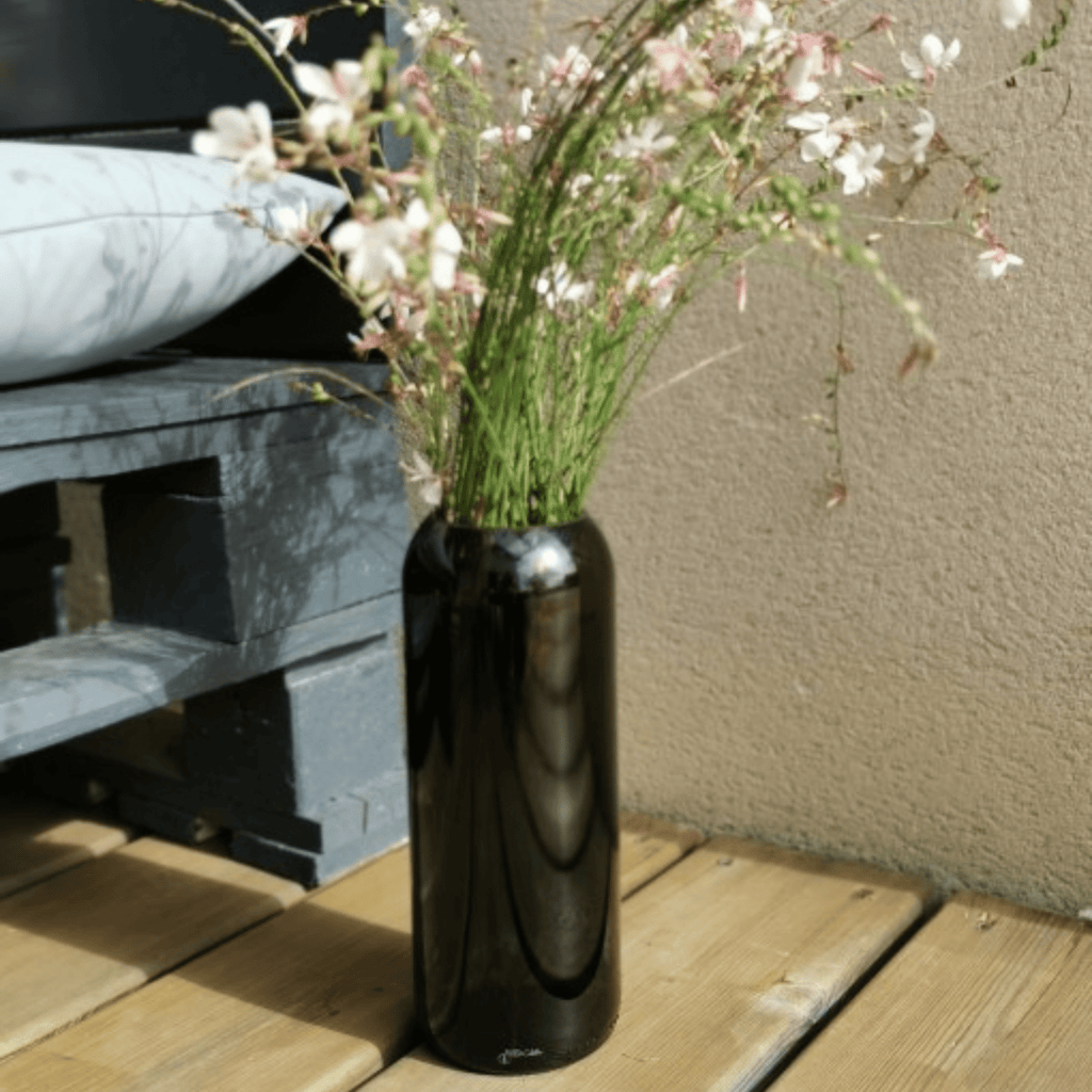 Grand vase verre recyclé brun - plates & culotées