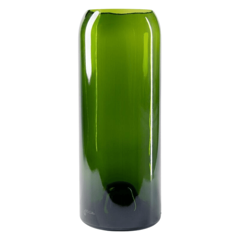 Grand vase verre recyclé vert - plates & culotées