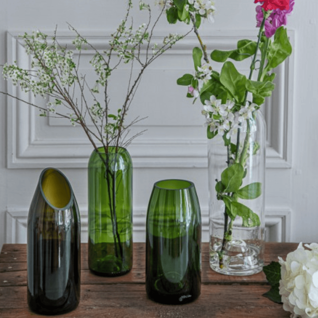 Vase verre recyclé vert - plates & culotées