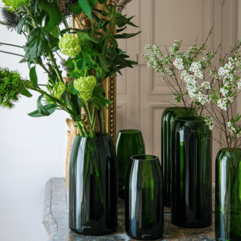 Vase verre recyclé vert - plates & culotées