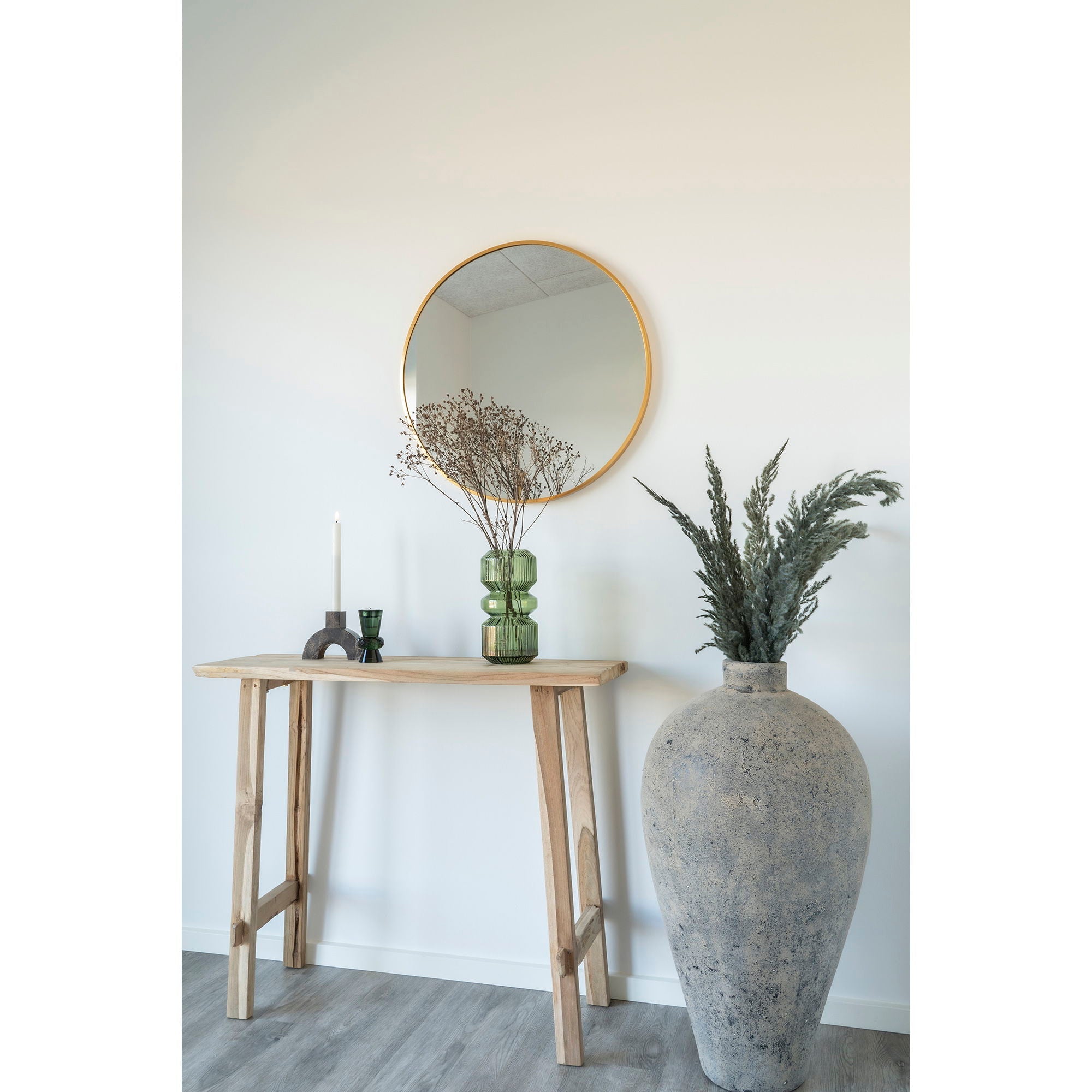 Vase vert en verre strié