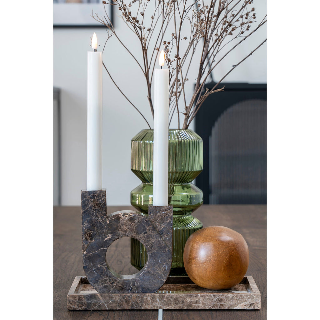 Vase vert en verre strié