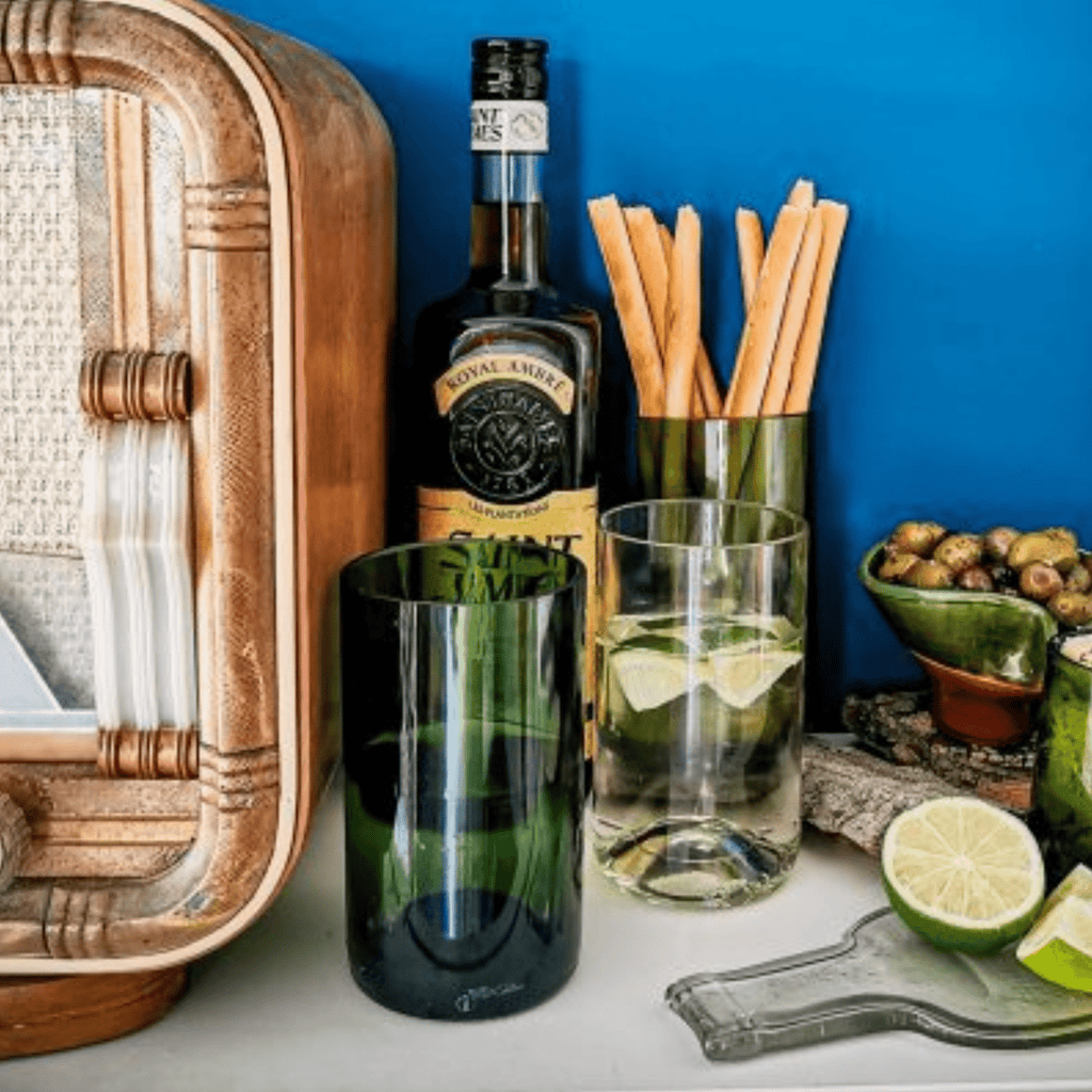 Verre cocktail vin recyclé brun - format long drink plates & culotées