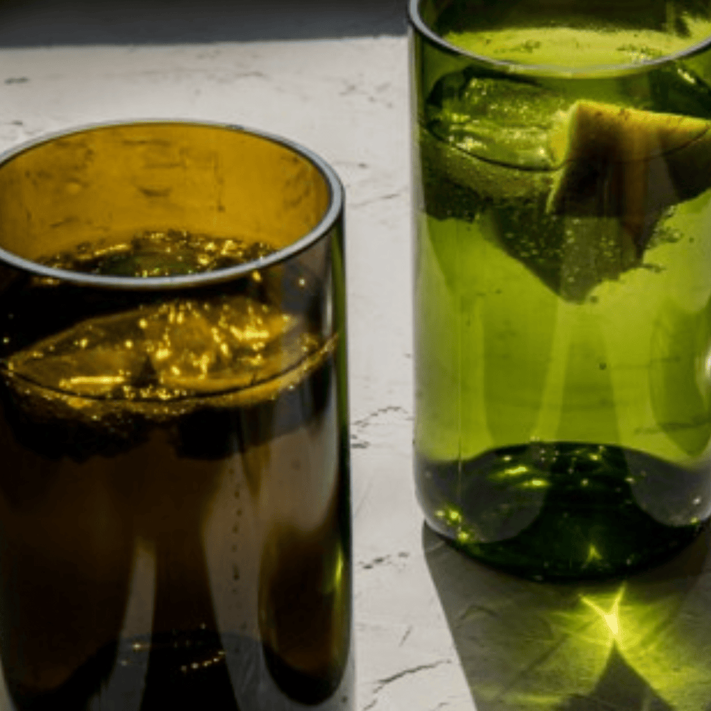 Verre cocktail vin recyclé vert - format long drink plates & culotées