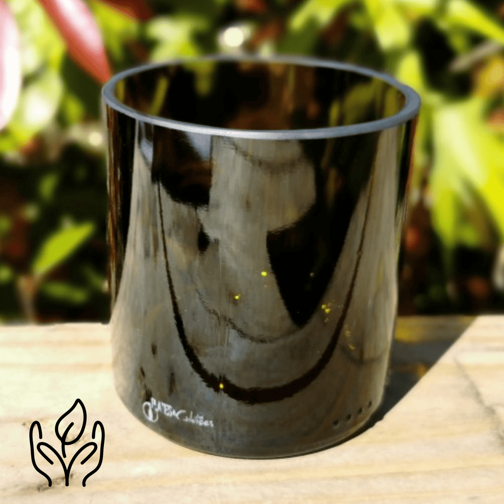 Verre bouteille vin recyclée brune - upcycling plates & culotées