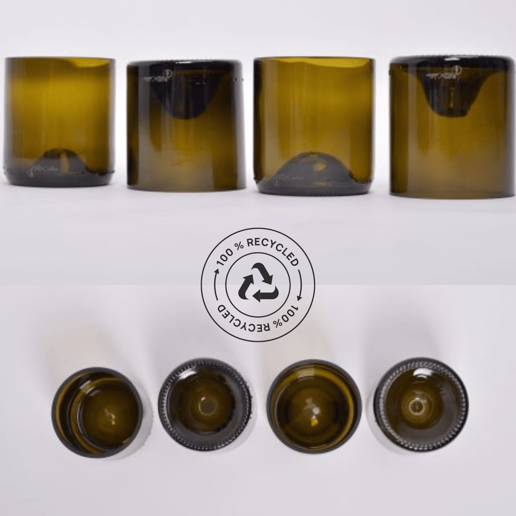 Verre bouteille vin recyclée brune - upcycling plates & culotées