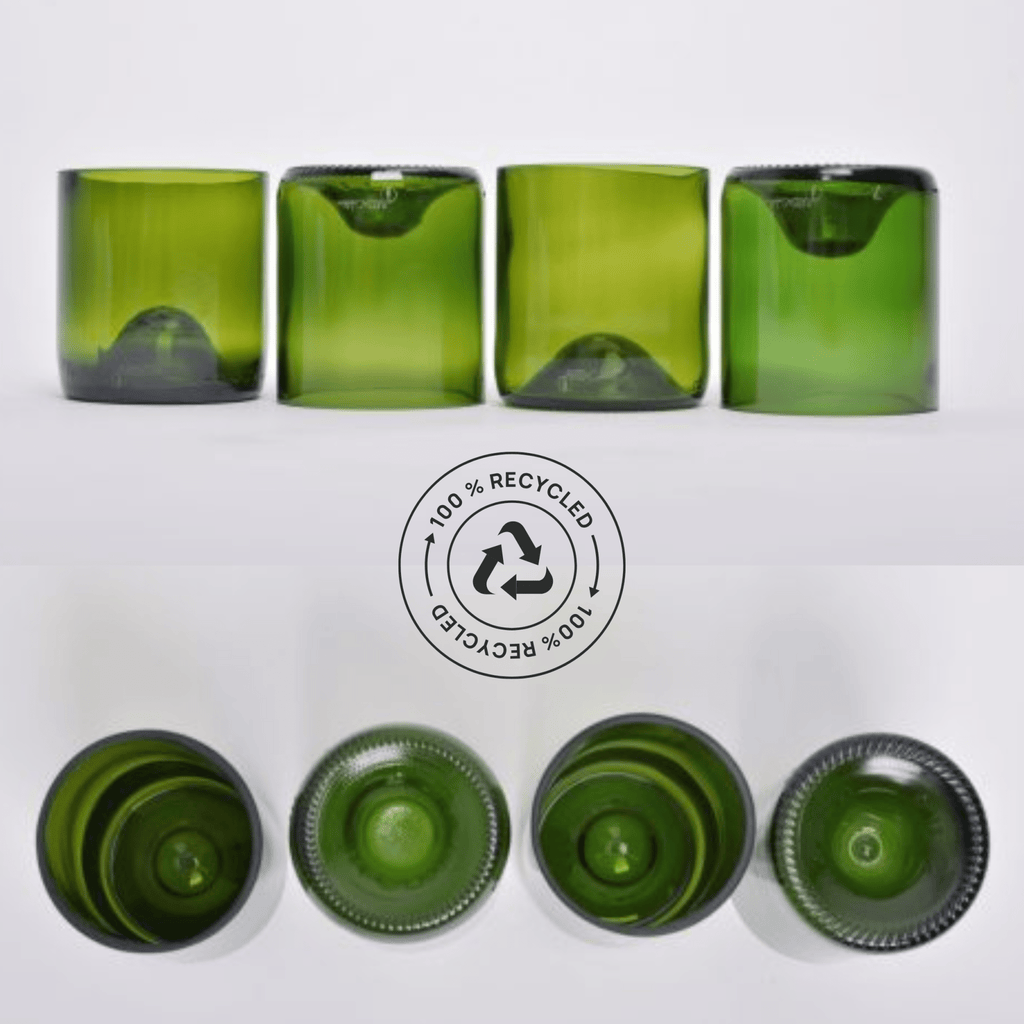 Verre en bouteille vin recyclée vert - plates & culotées